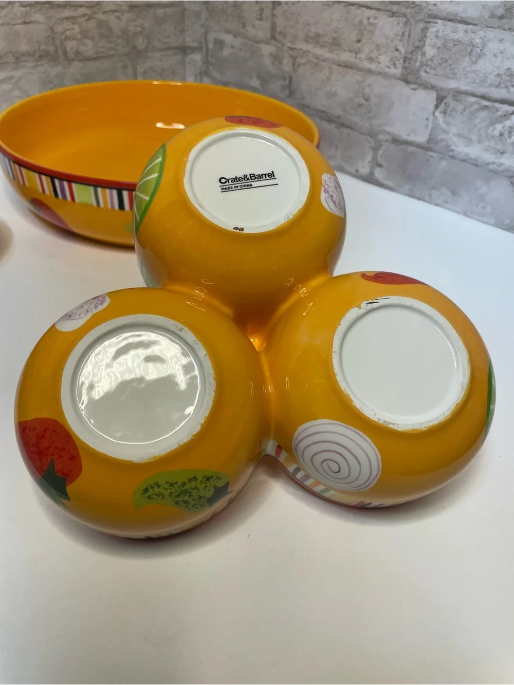 Crate & Barrel Mambo Margarita Chip & Dip Set Bowl Small Bowl Salter Serving